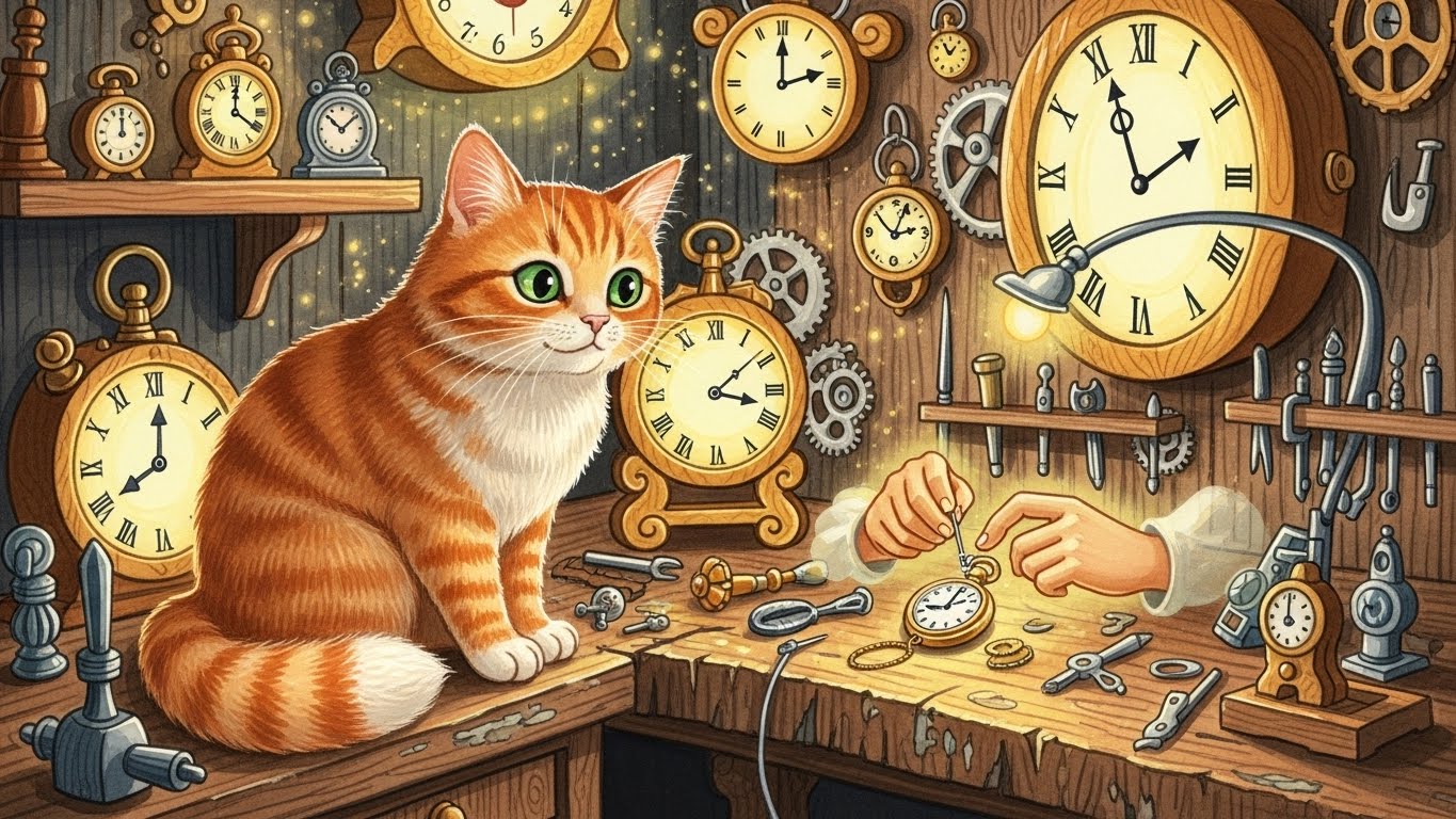 Die Uhrmacherkatze und das Geschenk der Geduld